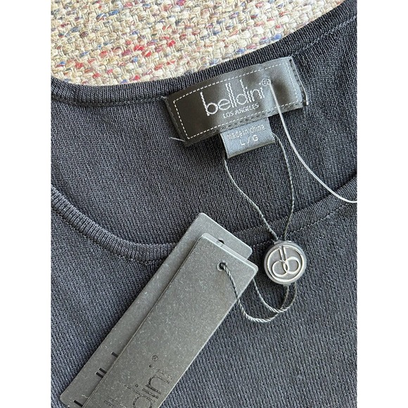 Belldini size Large black and gray Ribbed Sleeveless Tank Blouse Top new - Picture 5 of 8